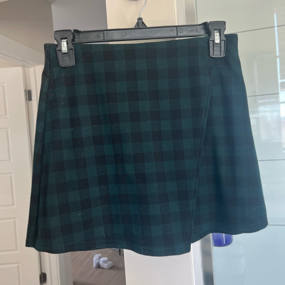 Plaid Green and Black Women's Skort